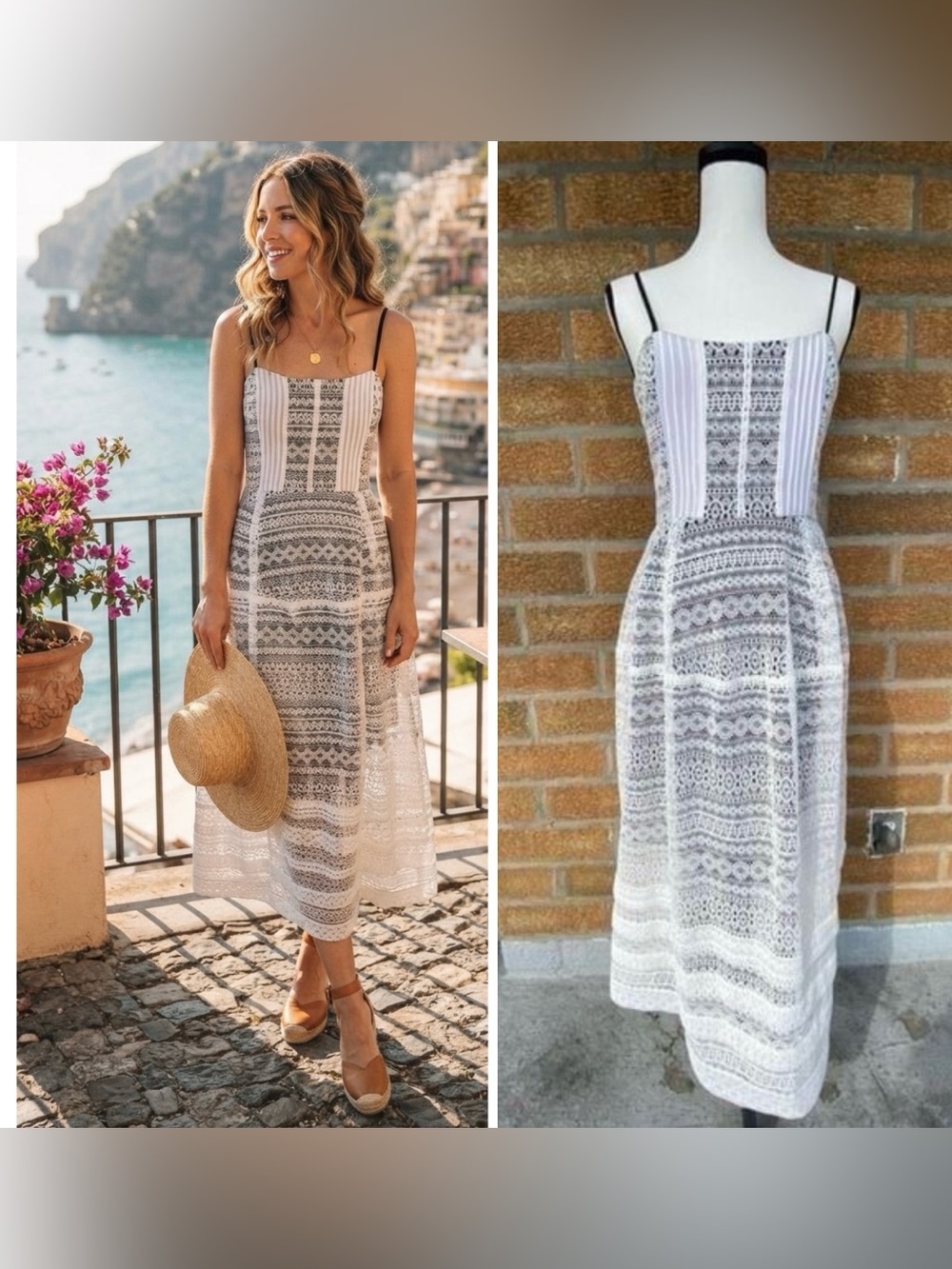 Marissa Webb Monochromatic Lace Dress XS Silk Blend Quiet Luxury Designer